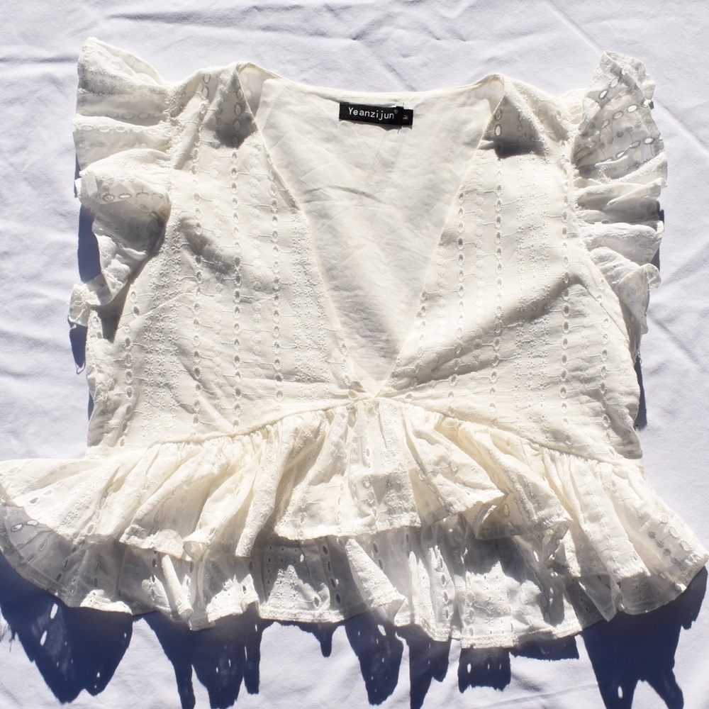 Ivory Eyelet Cropped Top